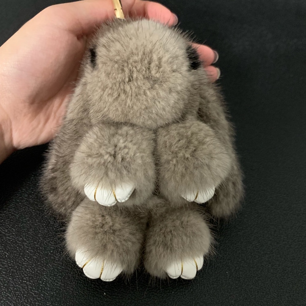 Mink fur rabbit shape keychain